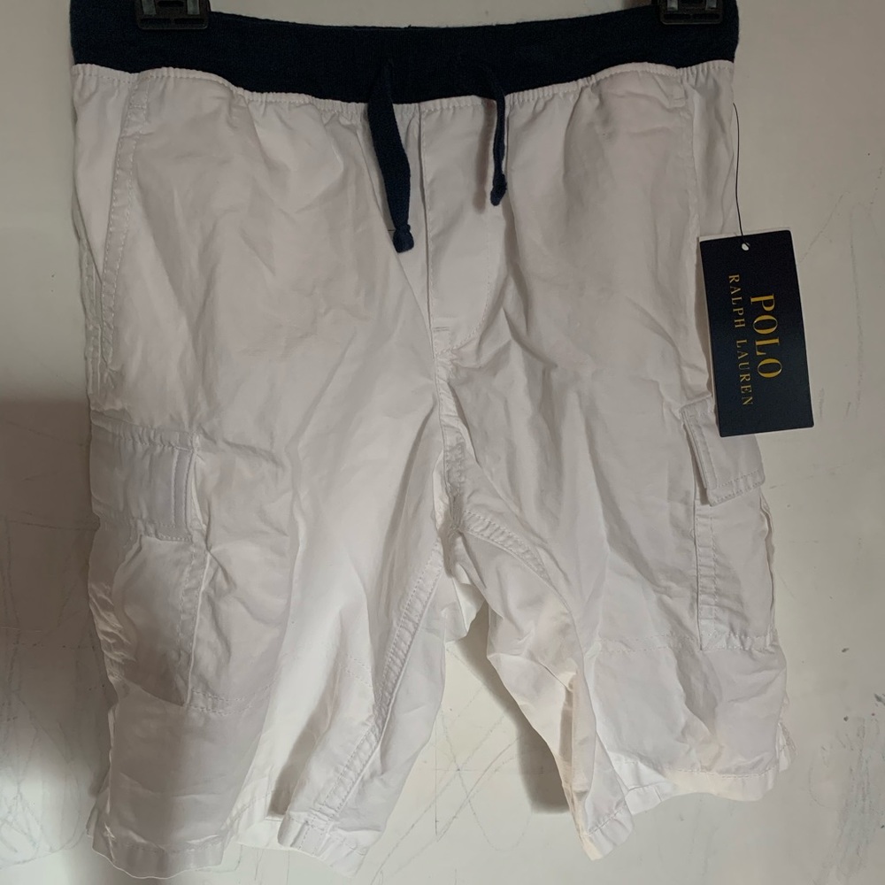 🌼SPRING READY🌼 🆕 NEW Polo Ralph Lauren PULL ON Cargo Shorts WHITE Boys 7